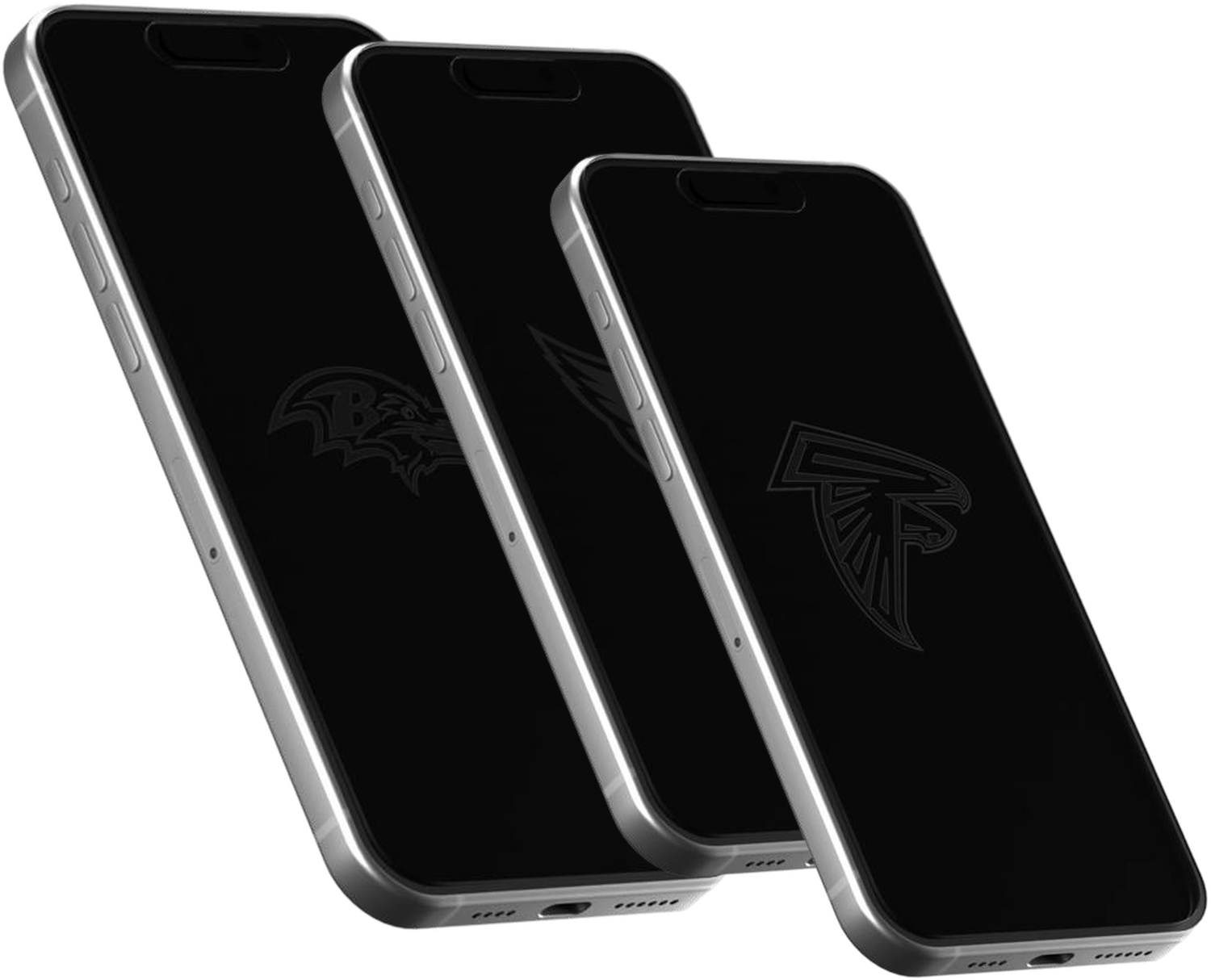 Phones showing team logos on the screen protector