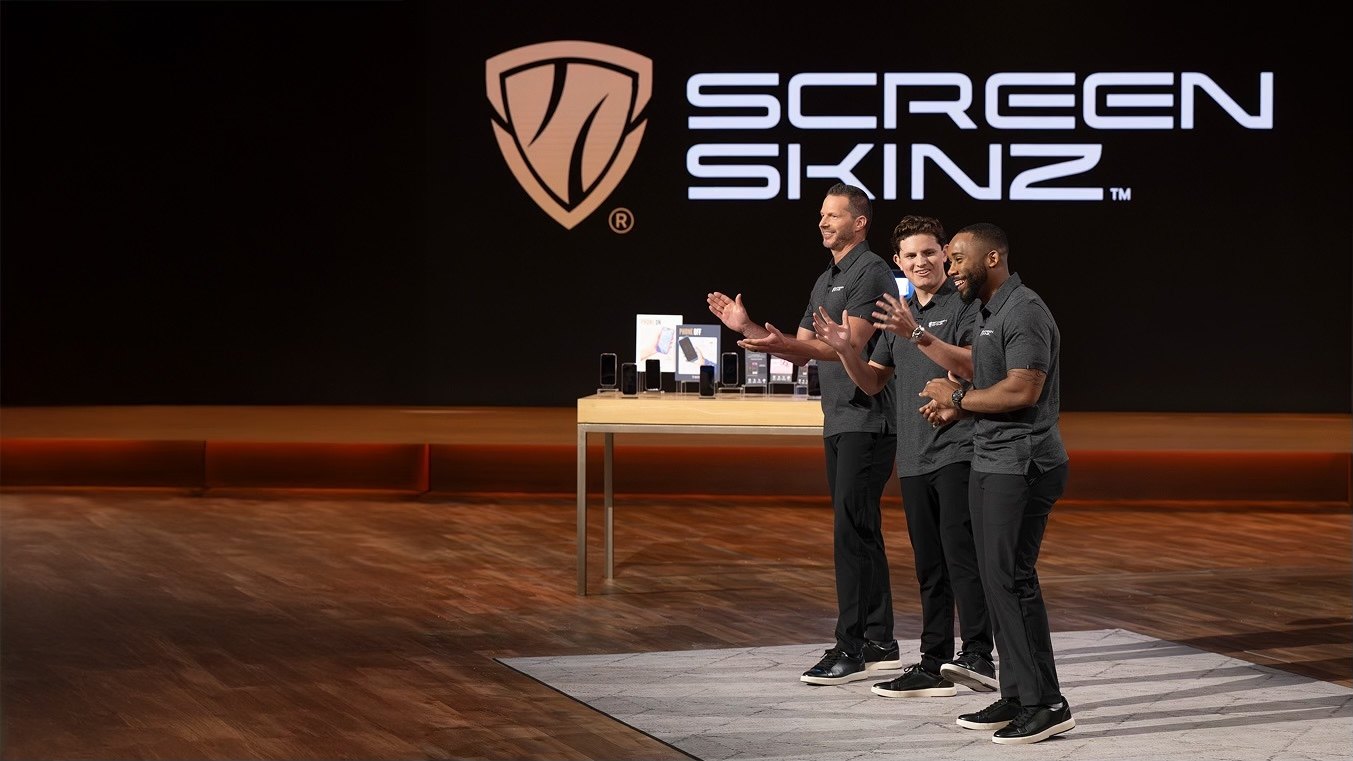 The ScreenSkinz founders pitching on Shark Tank